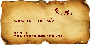 Kapornai Anikó névjegykártya