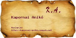 Kapornai Anikó névjegykártya